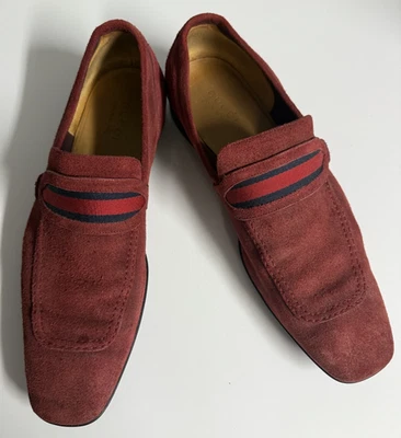 Mocasines Gucci Cuero Gamuza Rojo Hombre US 11 Foto 1 de 4