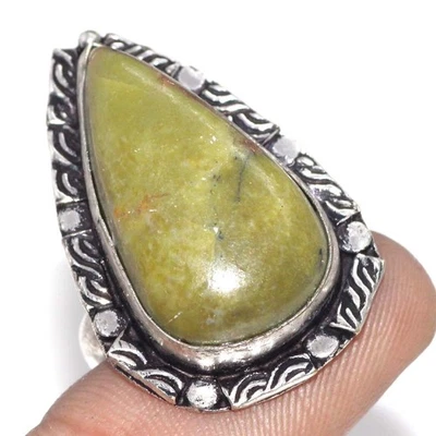 Anillo de ópalo verde australiano enchapado en plata 925 joyas tamaño EE. UU. 8 GW Foto 1 de 3