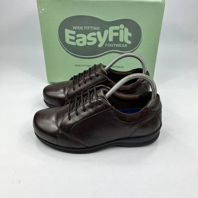 EasyFit Lillie Womens Brown Leather Comfort Shoes UK 5 Wide Fit Lace Up Cushion - Image 1 of 4