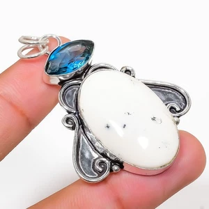 Piedra lunar arco iris, piedra preciosa de topacio 925 colgante de joyería de... - Imagen 1 de 5