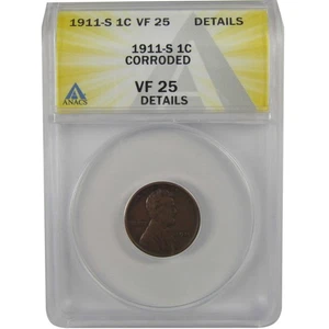 1911 S Lincoln Wheat Cent VF 25 Details ANACS Penny 1c Coin SKU:I22288 - Picture 1 of 4
