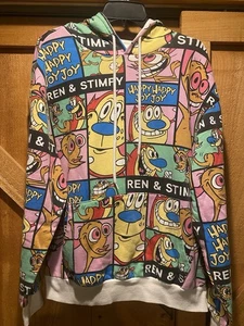 Nickelodeon Ren And Stimpy All Over Print Sweatshirt Hoodie Herren Größe Large - Bild 1 von 5