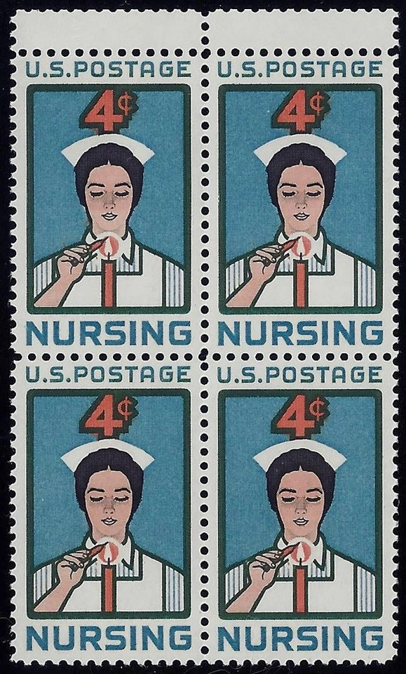 1190 - Miscut Gutter Snipe Error / EFO Block of 4 "Nursing" Mint NH - Image 1 of 1