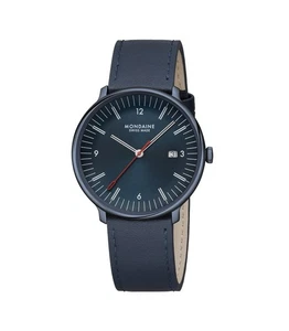 Mondaine Doppio MLE.41210.LDV - Orologio uomo con cinturino in pelle blu - Picture 1 of 7