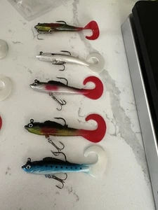 5PCS Bass Jig Head Soft Swimbait Saltwater Freshwater Fishing Lures Plastic Bait - Picture 1 of 5