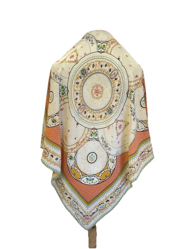 H74# Christian Dior Bufanda Vintage Floral Barroco Estampado Cuadrado - Necesita Limpieza Foto 1 de 4