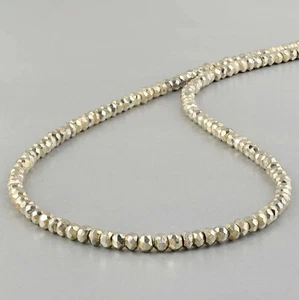 925 Plata de Ley 18" Hilos Collar Natural Plata Pirita Piedras Preciosas Cuentas - Imagen 1 de 4