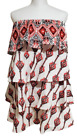 Caroline  Constas S Margi Dress Tiered Embroidered Strapless Ruffle Mini Small