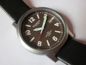 MADISON New York Quartz Herren Armbanduhr Datum Date AL32A Titan Optik - Bild 1 von 10