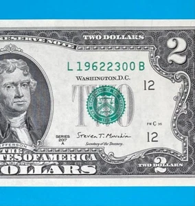 1962 February 3 : L 19622300 B BIRTHDAY Note $2 Two Dollar Bill *UNC* - Picture 1 of 3