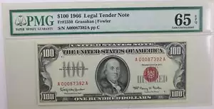 1966 $100., Legal Tender Note., PMG Currency CU-65., EPQ., Store #GLT009 - Picture 1 of 2