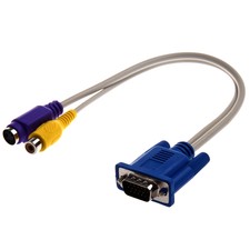 Hot Sale Blue Yellow 4 in / 10.2 cm TV-out VGA to S-Video/RCA Cable Adapter T1