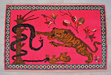 HandMade Oushak rug with mom tiger figure protecting its cub NEW -  3'5" x 5'1"