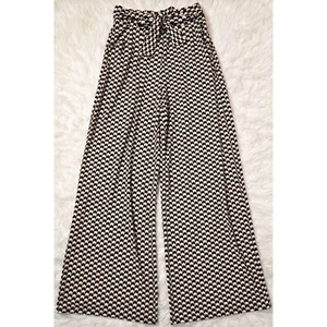Bar III Wideleg Pants Xs Extra Small High Waisted Rise Stretch Geometric Black - Picture 1 of 5