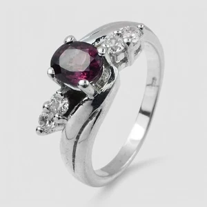 Exquisite Pink Spinel Oval 0.90Ct 925 Sterling Silver White Gold Plated Rings - Picture 1 of 8