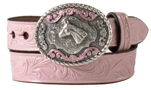 Baby Bucker Western Infant Girl Belt Leather Floral Tooled Pink N4441930 - Picture 1 of 2