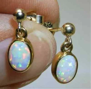 2Ct Oval Cut Lab-Created Fire Opal Drop/Dangle Earrings14K Yellow Gold Plated - Picture 1 of 7