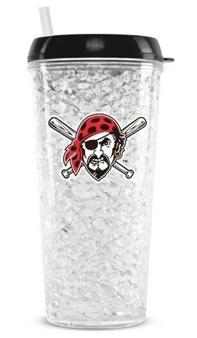 PITTSBURGH PIRATES 16 OZ CRYSTAL FREEZER TRAVEL TUMBLER WITH STRAW FREE SHIP Cover