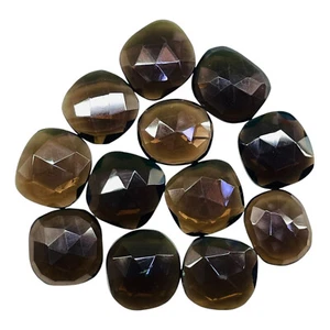 12 Pcs Natural Smoky Quartz 16.5-17mm Rose Checker Cut Flat Back Loose Gemstones - Picture 1 of 10