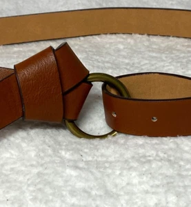 Damen Mode Knoten Gürtel für Kleid Jeans PU Leder Taille Messing Ring Schnalle Gr. L - Bild 1 von 5
