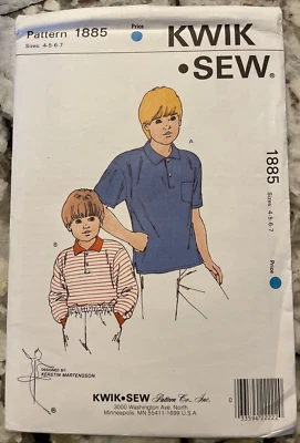 Kwik Sew 1885 Sewing Pattern Boys' Shirts Size 4-5-6-7 Uncut Factory Folded - Image 1 of 4