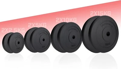 Physionics® Hantelscheiben 2er Set 2.5/5/10/15kg Gewichte Gewichtsscheiben Ø30mm