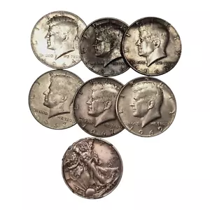USA lot 1/2 half dollar Kennedy / Liberty argent - Lot de 7 monnaies américaines - Foto 1 di 2
