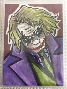 2021 Heath Ledger Joker Sketch Card AECO Richard Higgins Original Art 1/1