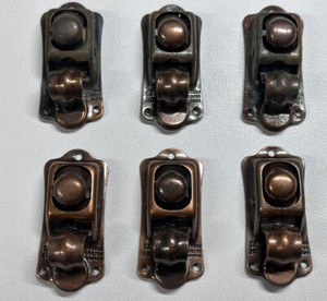 Antique DENNING Church Pew Cowboy Hat Hangers Spring Clip Man Cave Decor 6 Pcs