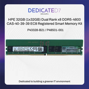 Memoria inteligente registrada HPE 32 GB doble rango x8 DDR5-4800 CAS-40-39-39 P43328-B21 - Imagen 1 de 3