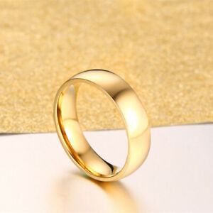 6mm/8mm Width 18K Gold Plating AAA Bands Men Womens Stainless Steel Couple Rings