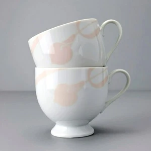 Vintage Mikasa Classic Flair Peach Footed Cup Set Floral Calla Lily c1980s Japan - Picture 1 of 8