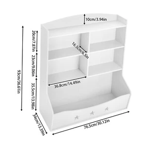 Kids Bin Toy Storage Box Bookcase Organizer Shelf Playroom Bookshelves White - Picture 1 of 20