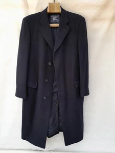 Vintage Burberry Crombie Coat Mens Medium Blue Wool Camel Hair Made in England - Picture 1 of 22