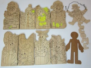 Surtido de decoraciones navideñas pintables de madera sin terminar renos Navidad invierno - Imagen 1 de 5