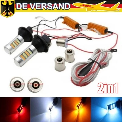 2in1 LED-TAGFAHRLICHT + BLINKER DRL PY21W BA15s EINGEBAUTER AUTOMAT 12V 20w/set - Bild 1 von 4