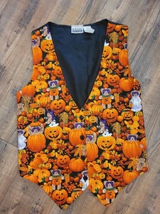 Vintage 90's Basic Editions Womens Halloween Vest Ghost Pumpkin Bear Boo Size Sm - Picture 1 of 4