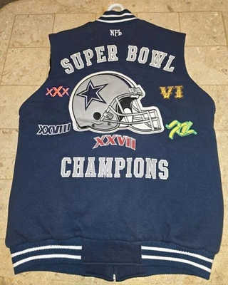 Dallas Cowboys Super Bowl 5X Champions Chaqueta Chaleco Pesado Marca NFL Hombres Lana?  Foto 1 de 4