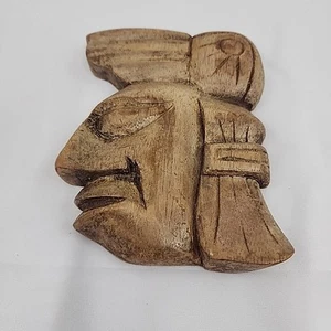 Vintage Mayan Style Tribal Mask Hand Carved & Wooden Wall Art Made In Honduras  - Picture 1 of 8