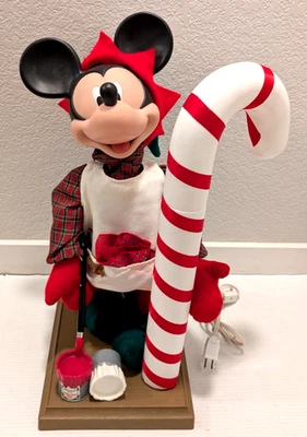 1994 Santas Best Mickey Mouse Painter Elf with Candy Cane Animated Figure 23 In - Image 1 of 4