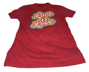 “Love Is Love” Juniors XL (16) Cotton/Polyester Short Sleeve Red T-Shirt - Picture 1 of 5