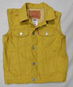 Youth Small Levi's Denim Vest Yellow 8-10 Yrs Girls Raw Denim - Picture 1 of 3