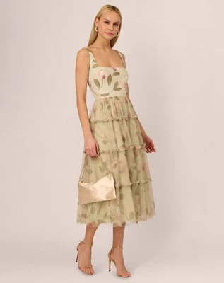 Adrianna Papell Bridal Shower Dress Size 10 - NWT - Green Floral - Classy - Image 1 of 4