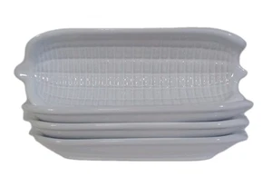 Set of 4 "White" Le Creuset Sweet Corn Dish, Serving Dishes,Stoneware Plate, New - Picture 1 of 2