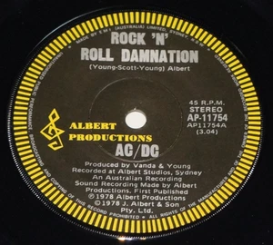 AC/DC - Rock 'N' Roll Damnation - 1978 Australia 7" 45 vinilo - Albert - AP-11754 - Imagen 1 de 7