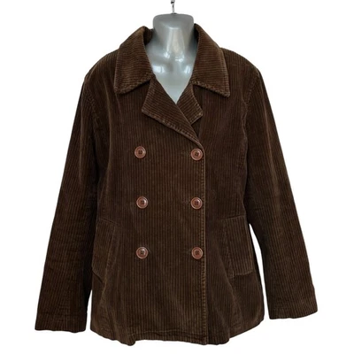 Abrigo Chaqueta Acanalada Pana Marrón Chaquetón Izod De Colección Para Mujer Talla Grande Foto 1 de 4