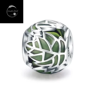 Sterling Silver 925 Charm Family Tree Green Leaves Leaf Bead - Mum Wife Friend - Picture 1 of 7
