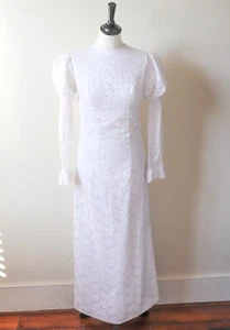 Vintage Regency Style Wedding Dress - White Cotton Lace - Handmade  - XXS / UK 6 - Picture 1 of 10