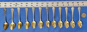 Gorham Cluny Sterling Silver Demitasse Spoons Set of 12 Gold Wash Gothic Revival - Picture 1 of 6