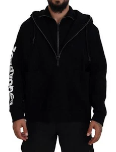 Dsquared2 Herren Schwarz Pullover Viskose Stretch Kapuze Full Zip Pulli Gr. IT 48 M - Bild 1 von 5